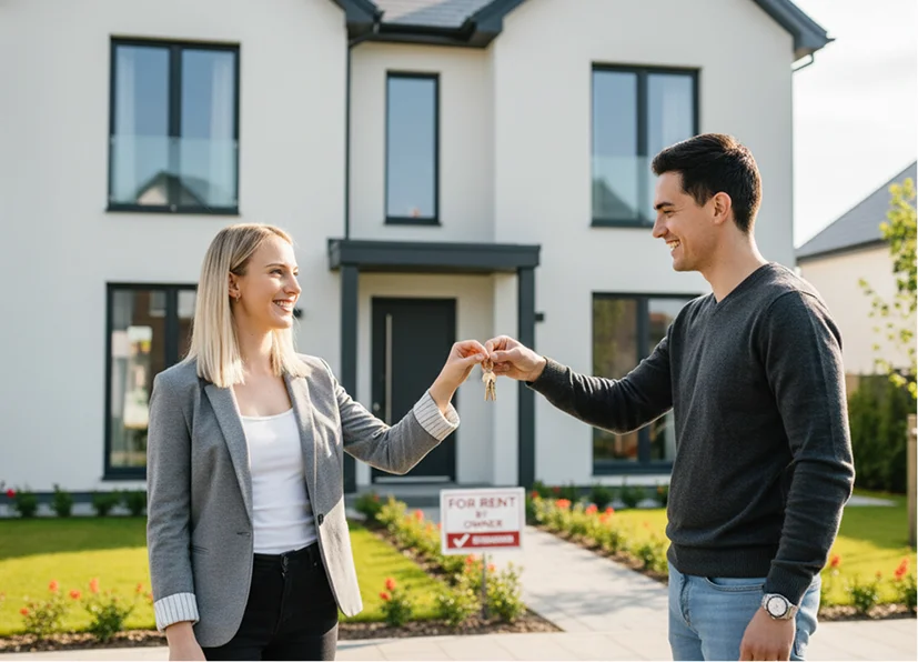 Private property owner standing in front of a home