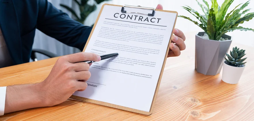Signing a prepared contract of sale