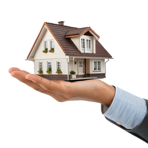 Hand holding a model house