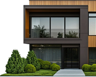 Modern house surrounded by greenery