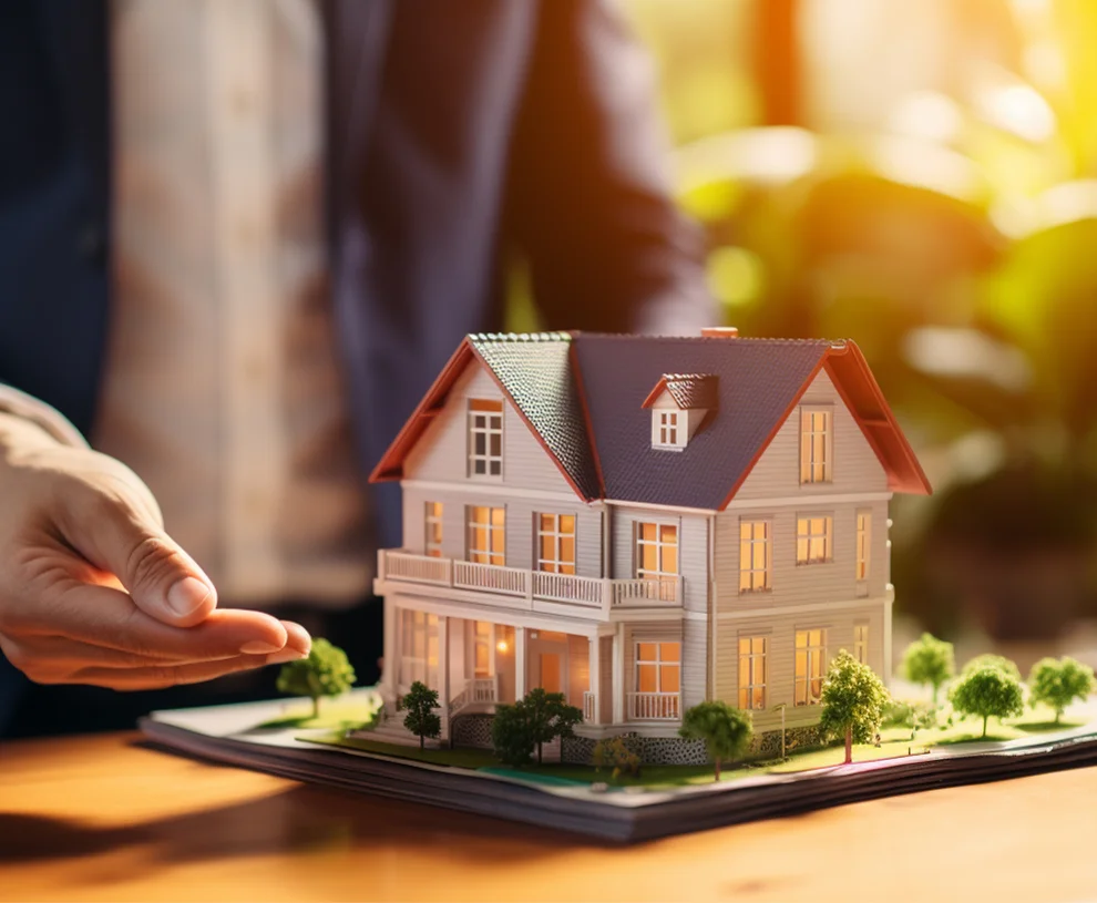 Model home presented on a desk