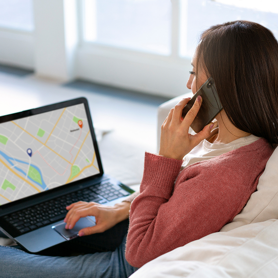 Person browsing rental property listings online