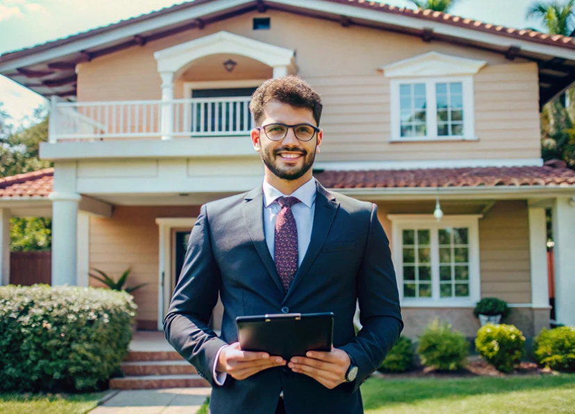 Private property owner standing in front of a home